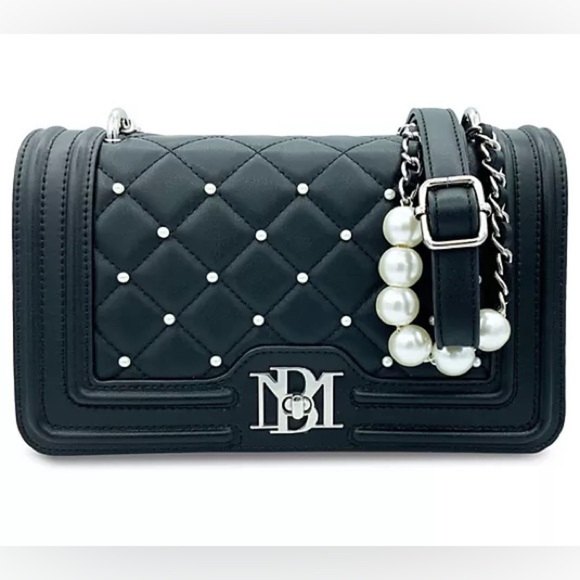Badgley Mischka Handbags - Badgley Mischka Letter Lock Crossbody with Bombe and Pearls on Cover Black nwt